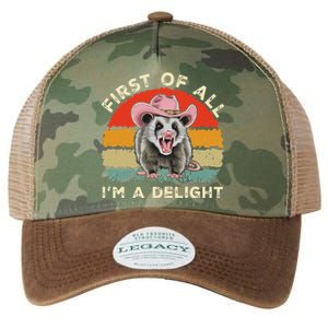 Angry Opossum Lover First Of All IM A Delight Sarcastic Legacy Tie Dye Trucker Hat