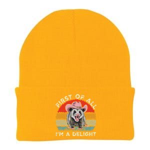 Angry Opossum Lover First Of All IM A Delight Sarcastic Knit Cap Winter Beanie