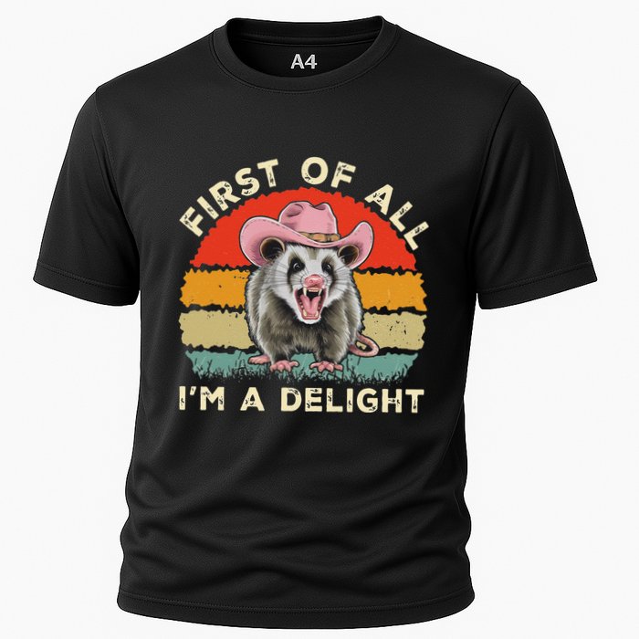 Angry Opossum Lover First Of All IM A Delight Sarcastic Cooling Performance Crew T-Shirt