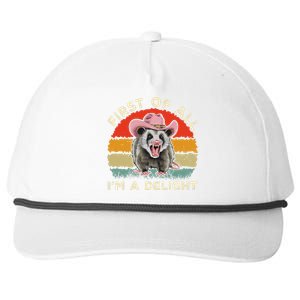 Angry Opossum Lover First Of All IM A Delight Sarcastic Snapback Five-Panel Rope Hat