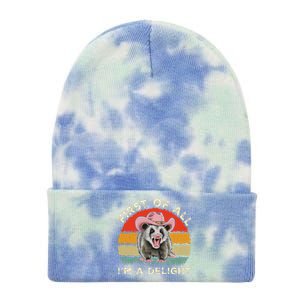 Angry Opossum Lover First Of All IM A Delight Sarcastic Tie Dye 12in Knit Beanie