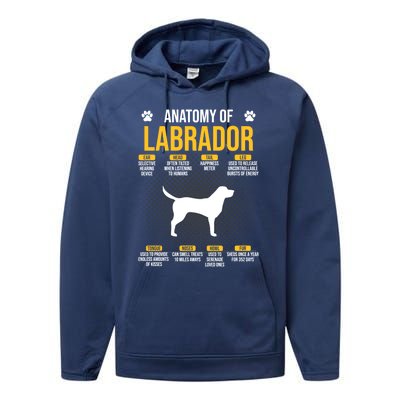 Anatomy Of Labrador Dog Lover Cool Gift Performance Fleece Hoodie