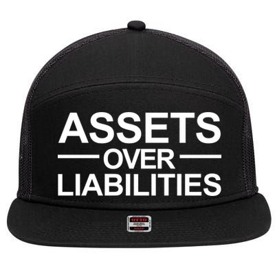 Assets Over Liabilities Accountant Inspirational Success Gift 7 Panel Mesh Trucker Snapback Hat