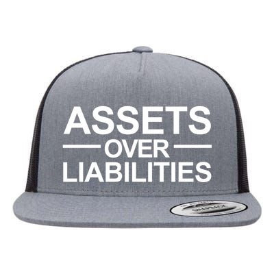 Assets Over Liabilities Accountant Inspirational Success Gift Flat Bill Trucker Hat