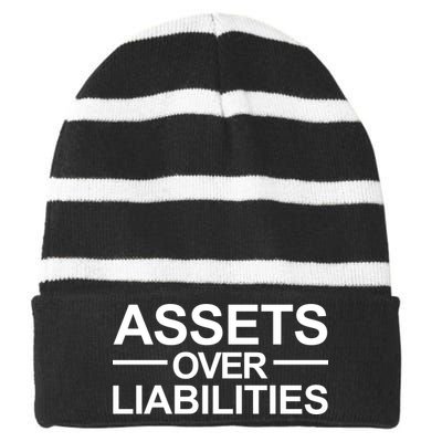 Assets Over Liabilities Accountant Inspirational Success Gift Striped Beanie with Solid Band