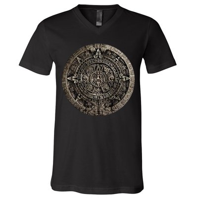 Aztec Or Mayan Calendar Maya V-Neck T-Shirt