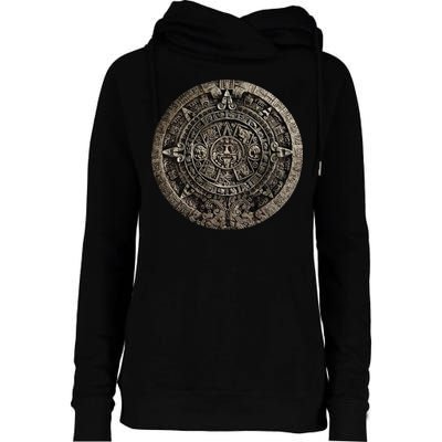 Aztec Or Mayan Calendar Maya Womens Funnel Neck Pullover Hood