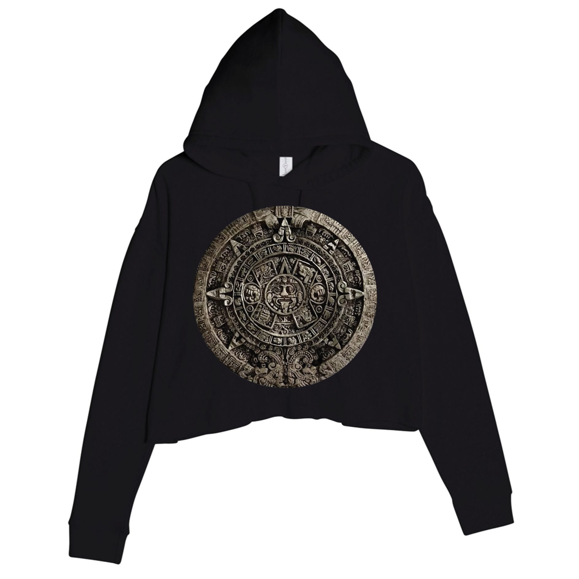 Aztec Or Mayan Calendar Maya Crop Fleece Hoodie