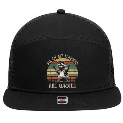 All Of My Flabbers Are Gasted Raccoon Meme Vintage Retro 7 Panel Mesh Trucker Snapback Hat