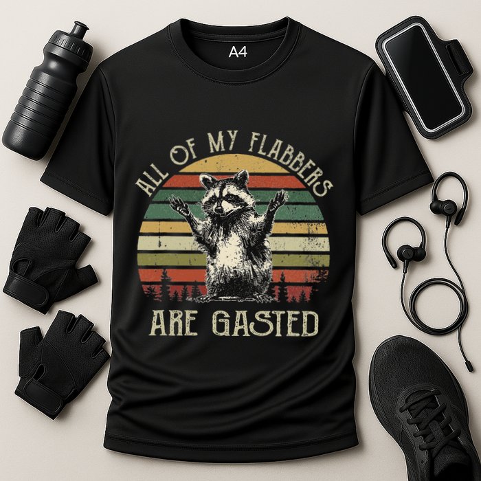 All Of My Flabbers Are Gasted Raccoon Meme Vintage Retro Performance Shirt
