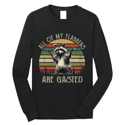 All Of My Flabbers Are Gasted Raccoon Meme Vintage Retro Long Sleeve Shirt