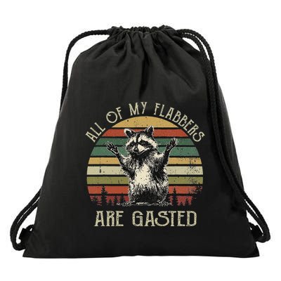 All Of My Flabbers Are Gasted Raccoon Meme Vintage Retro Drawstring Bag