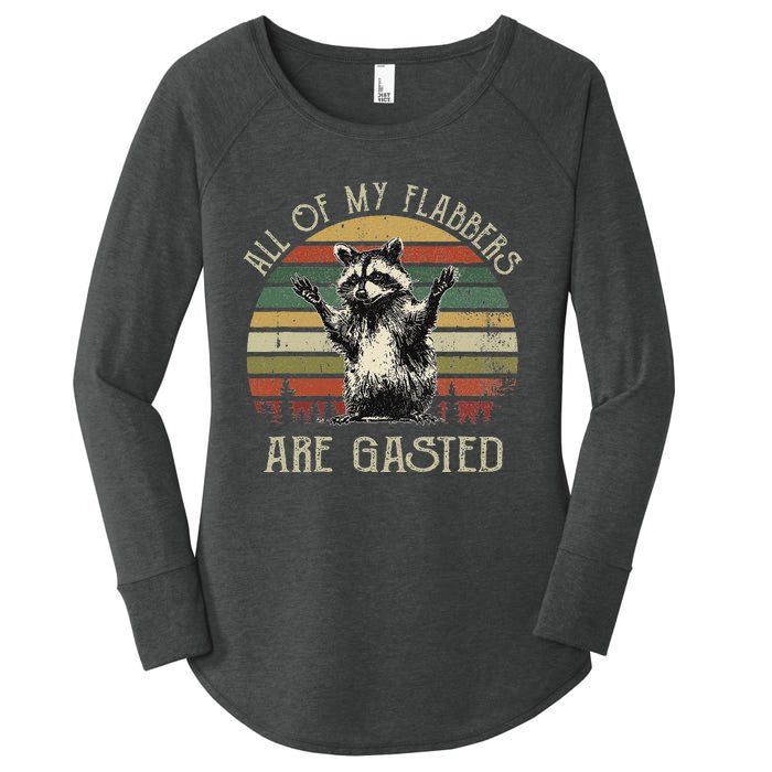 All Of My Flabbers Are Gasted Raccoon Meme Vintage Retro Women's Perfect Tri Tunic Long Sleeve Shirt