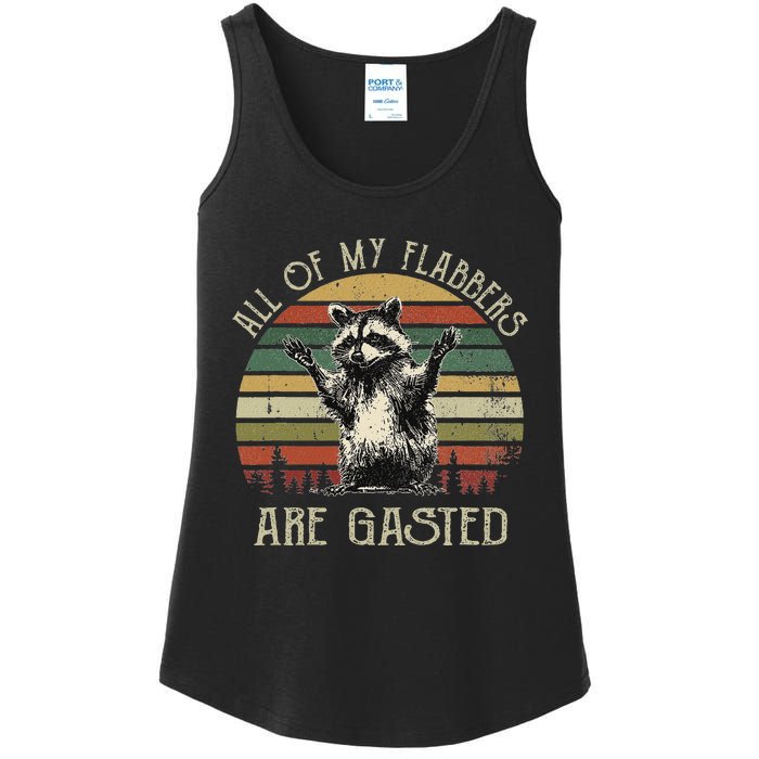 All Of My Flabbers Are Gasted Raccoon Meme Vintage Retro Ladies Essential Tank