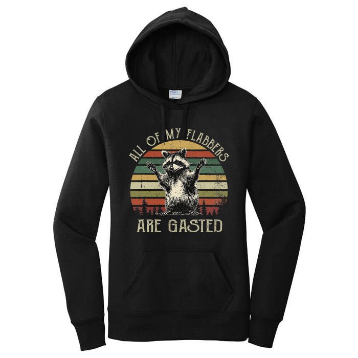 All Of My Flabbers Are Gasted Raccoon Meme Vintage Retro Women's Pullover Hoodie