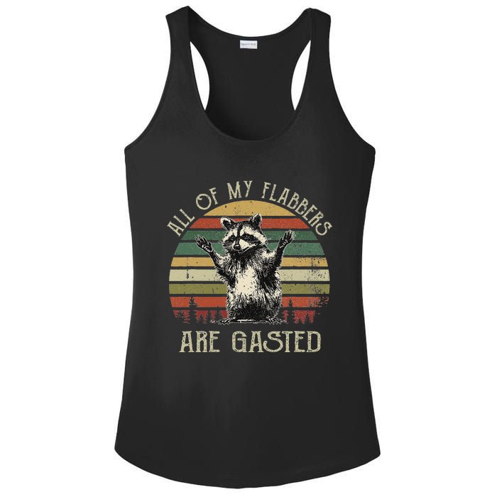 All Of My Flabbers Are Gasted Raccoon Meme Vintage Retro Ladies PosiCharge Competitor Racerback Tank