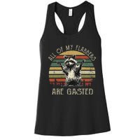 All Of My Flabbers Are Gasted Raccoon Meme Vintage Retro Women's Racerback Tank