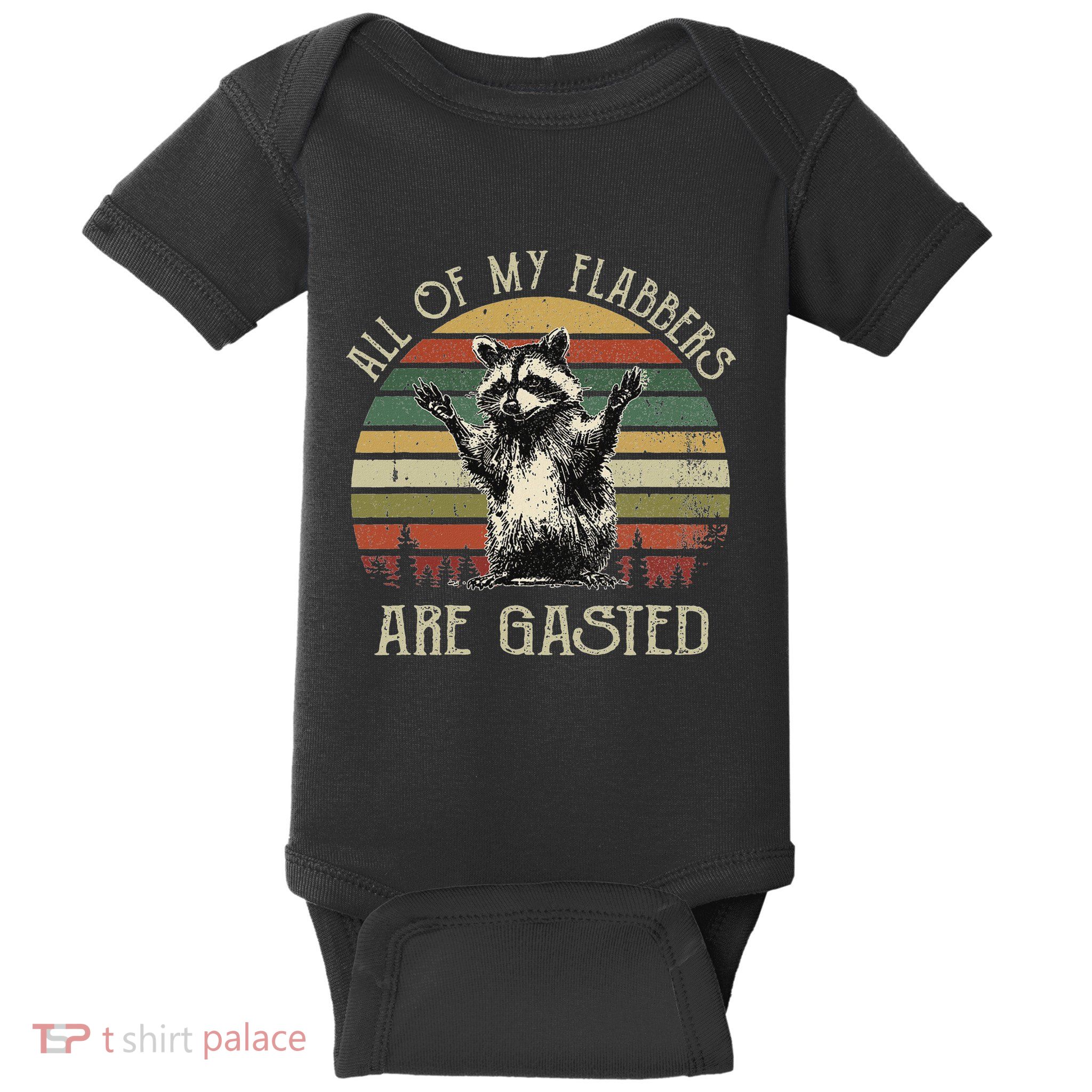 All Of My Flabbers Are Gasted Raccoon Meme Vintage Retro Baby Bodysuit