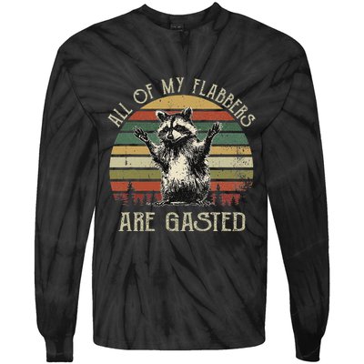All Of My Flabbers Are Gasted Raccoon Meme Vintage Retro Tie-Dye Long Sleeve Shirt