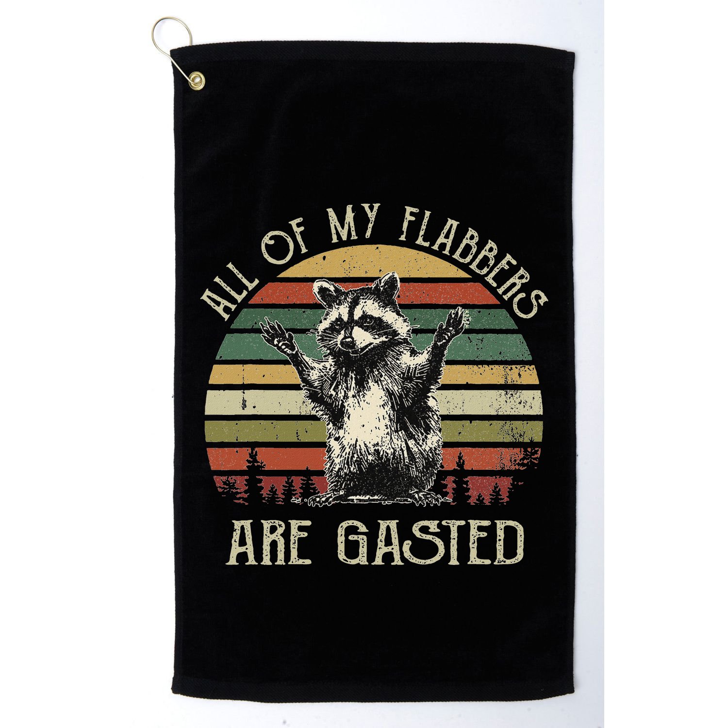All Of My Flabbers Are Gasted Raccoon Meme Vintage Retro Golf Towel