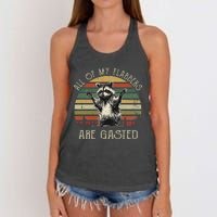 All Of My Flabbers Are Gasted Raccoon Meme Vintage Retro Women's Knotted Racerback Tank