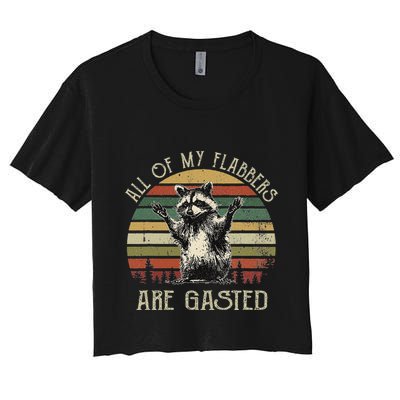 All Of My Flabbers Are Gasted Raccoon Meme Vintage Retro Crop Top