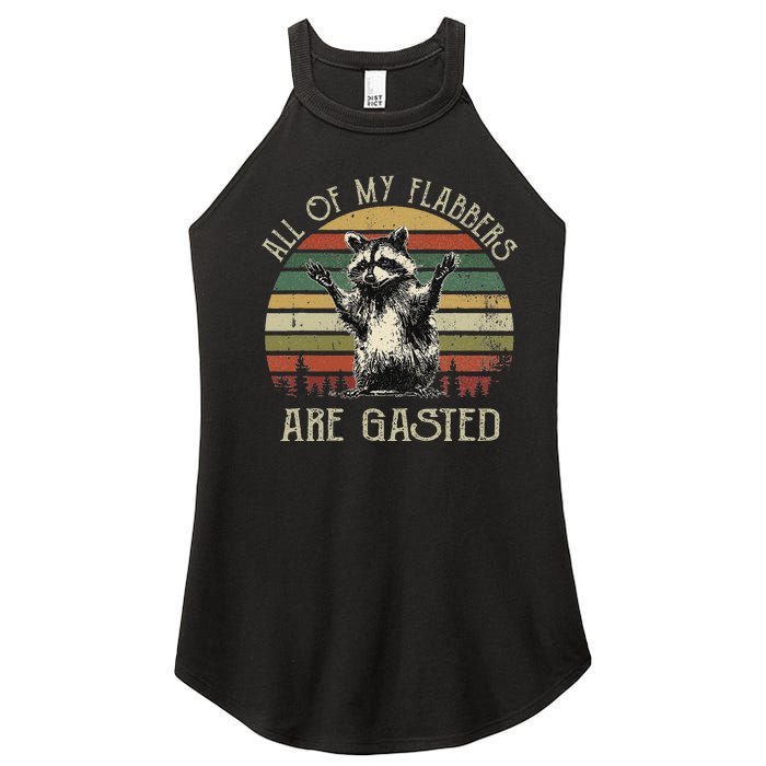 All Of My Flabbers Are Gasted Raccoon Meme Vintage Retro Women's Perfect Tri Rocker Tank