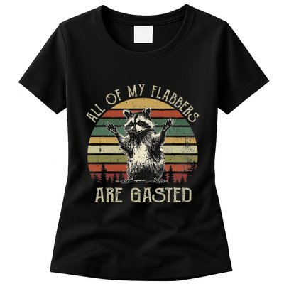 All Of My Flabbers Are Gasted Raccoon Meme Vintage Retro Womens T-Shirt