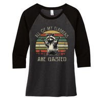 All Of My Flabbers Are Gasted Raccoon Meme Vintage Retro Women's Tri-Blend 3/4-Sleeve Raglan Shirt