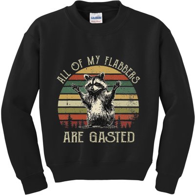All Of My Flabbers Are Gasted Raccoon Meme Vintage Retro Kids Sweatshirt