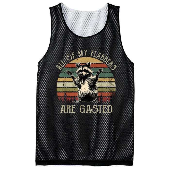 All Of My Flabbers Are Gasted Raccoon Meme Vintage Retro Mesh Reversible Basketball Jersey Tank