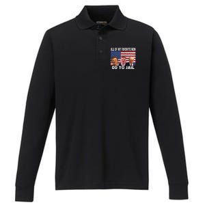 All Of My Favorite Go To Jail Funny Sayings Performance Long Sleeve Polo