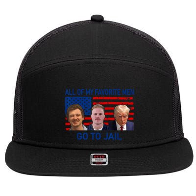 All Of My Favorite Go To Jail Funny Quote 7 Panel Mesh Trucker Snapback Hat