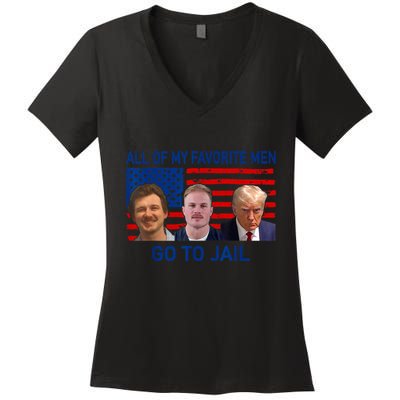 All Of My Favorite Go To Jail Funny Quote Women's V-Neck T-Shirt