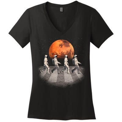 Astronauts Occupy Mars Crosswalk Women's V-Neck T-Shirt