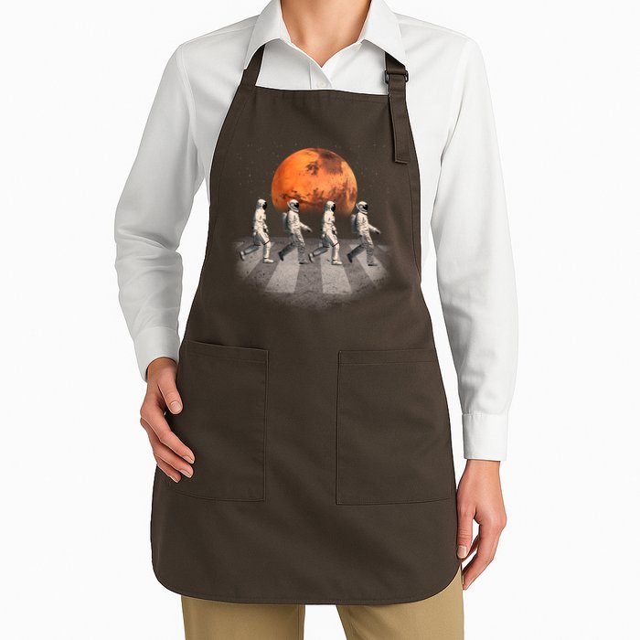 Astronauts Occupy Mars Crosswalk Full-Length Apron With Pockets