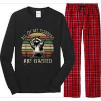 All Of My Flabbers Are Gasted Raccoon Meme Vintage Retro Long Sleeve Pajama Set