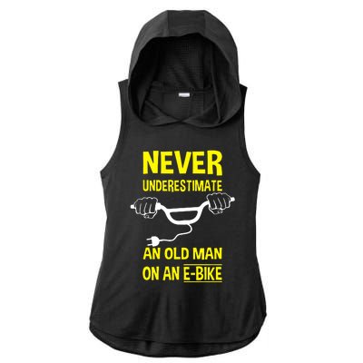 An Old Man On An E Bike Ladies PosiCharge Tri-Blend Wicking Draft Hoodie Tank