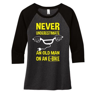 An Old Man On An E Bike Women's Tri-Blend 3/4-Sleeve Raglan Shirt