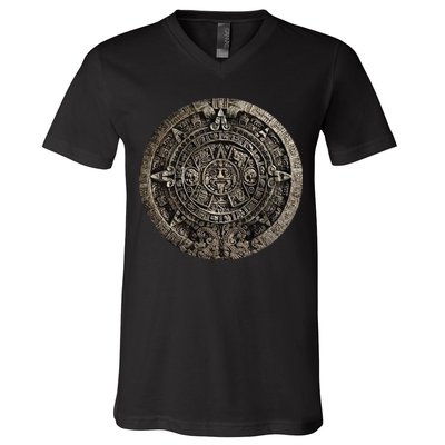 Aztec Or Mayan Calendar Maya Men Women Kids V-Neck T-Shirt
