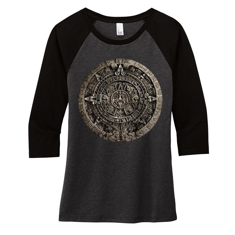 Aztec Or Mayan Calendar Maya Men Women Kids Women's Tri-Blend 3/4-Sleeve Raglan Shirt