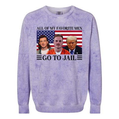 All Of My Favorite Go To Jail Trump Colorblast Crewneck Sweatshirt