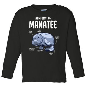 Anatomy Of Manatee Funny Sea Animal Chubby Manatee Lovers Toddler Long Sleeve Shirt