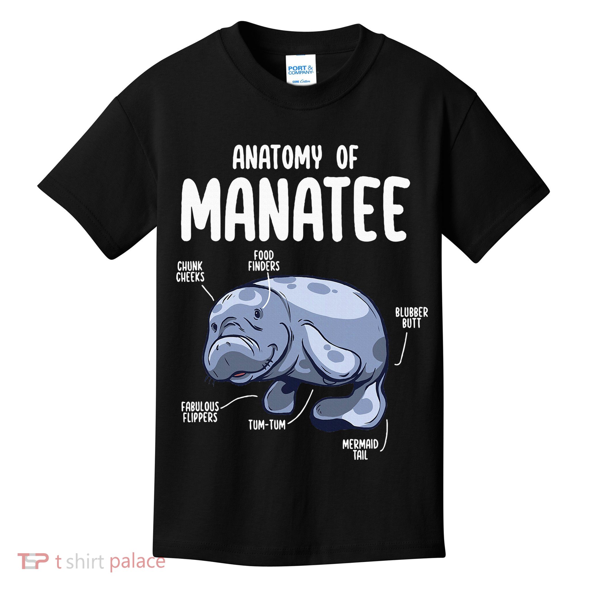 Anatomy Of Manatee Funny Sea Animal Chubby Manatee Lovers Kids T-Shirt