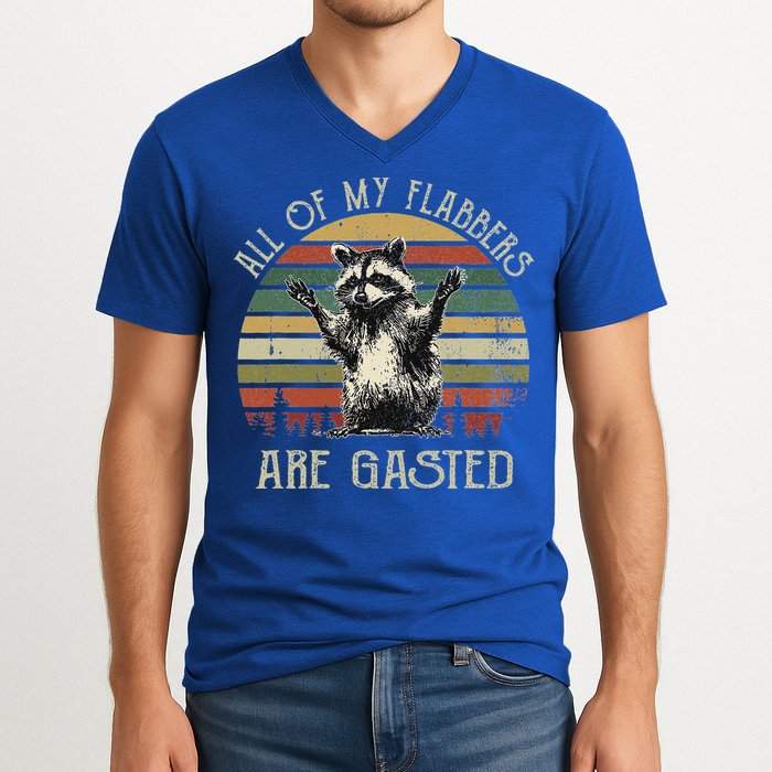 All Of My Flabbers Are Gasted Raccoon V-Neck T-Shirt