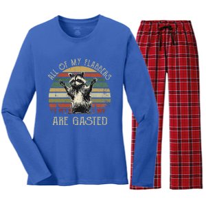 All Of My Flabbers Are Gasted Raccoon Women's Long Sleeve Flannel Pajama Set 