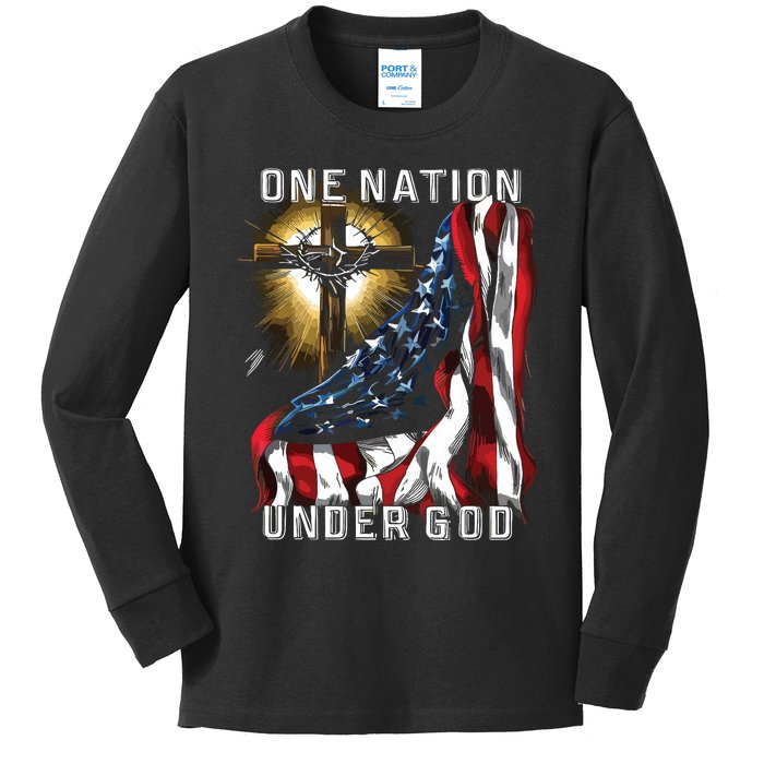 America One Nation Under God Kids Long Sleeve Shirt