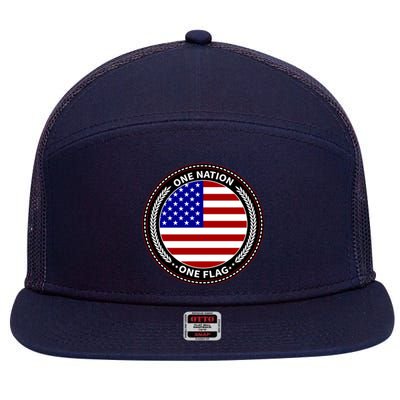 America One Nation One Flag 7 Panel Mesh Trucker Snapback Hat