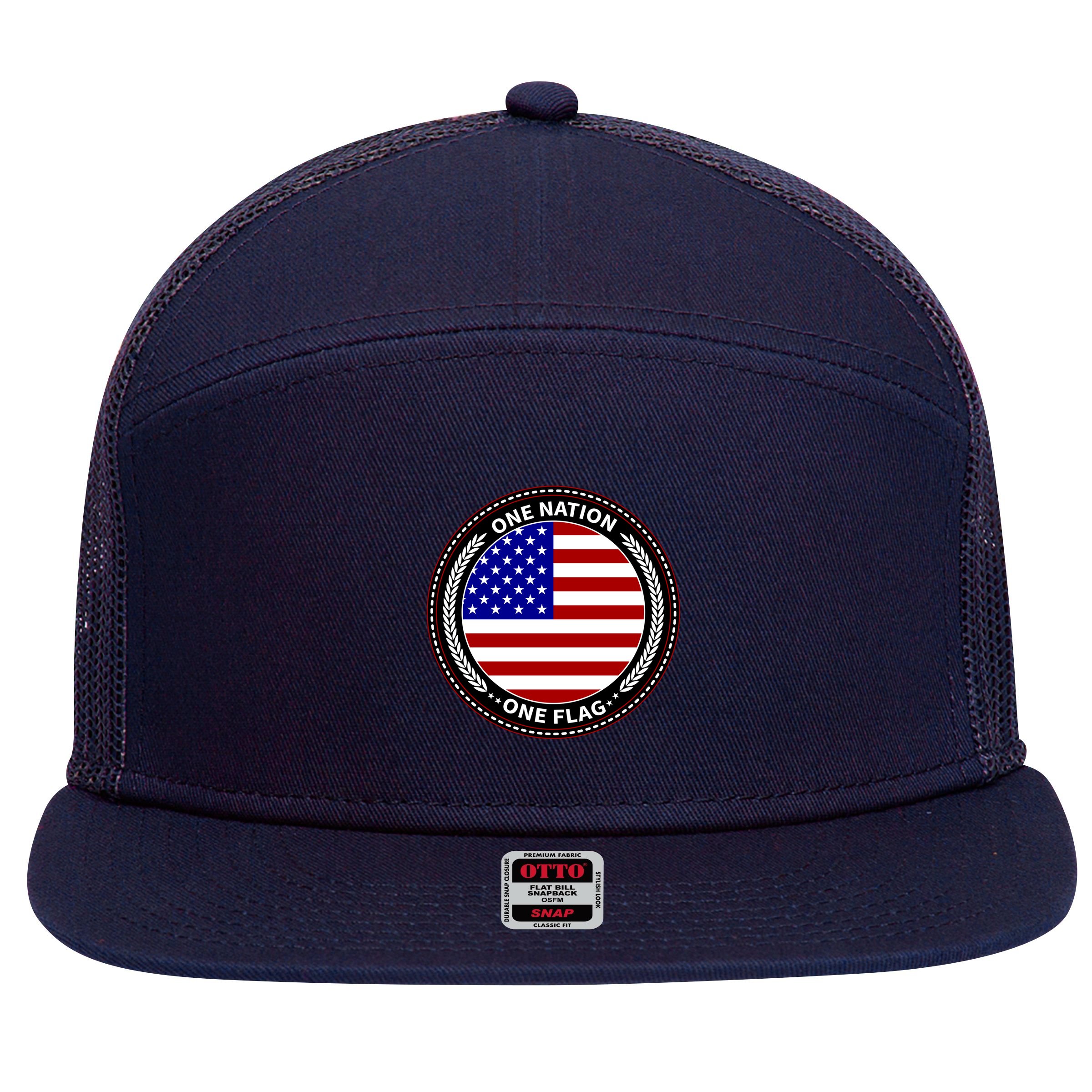 America One Nation One Flag 7 Panel Mesh Trucker Snapback Hat