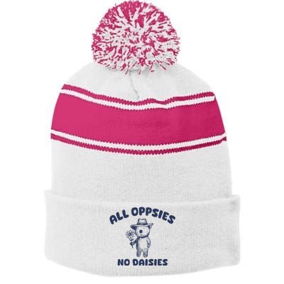 All Oopsies No Daisies Cute Bear Stripe Pom Pom Beanie